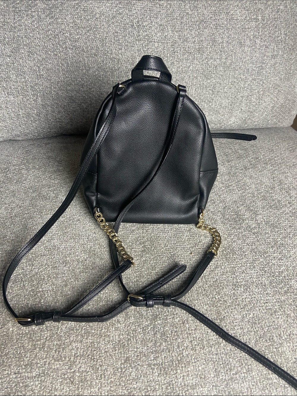 Victoria's Secret Black Quilted Mini Backpack with Gold Accents and Red Detail - Picture 4 of 10